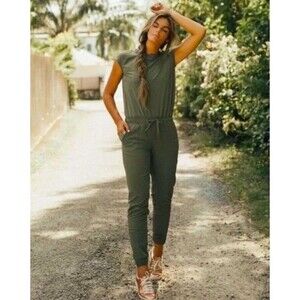 ALBION Fit Jetsetter Jumpsuit  olivo Green Women's  SZ M TALL